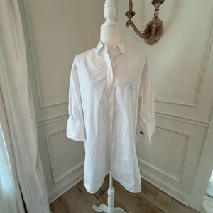 Zara White Button Down Oversized Shirt with French Cuffs